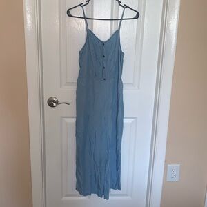 Faux denim jumpsuit cropped